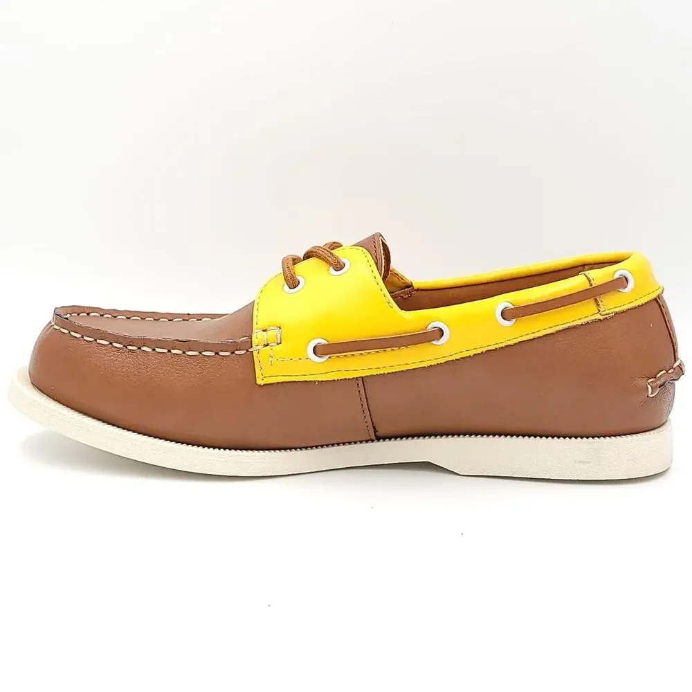 Men’s Tan Yellow Boat Shoes Faux Leather Loafers Slip-On Size 8 NWT Club Room - Picture 5 of 6
